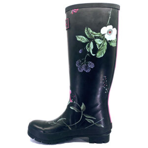 JOULES WELLY PRINT BLACK HDGE FLOWERS